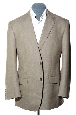 Abrigo Deportivo 42R Clásico Calvin Klein Gris Taupe Microcheck Lana Seda Foto 1 de 4