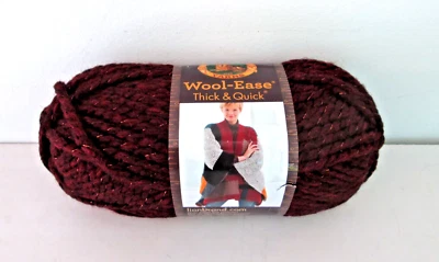 1 Skein Lion Brand Wool-Ease Thick & Quick Yarn #302 Cabernet #6 5 Ounces - Image 1 of 3