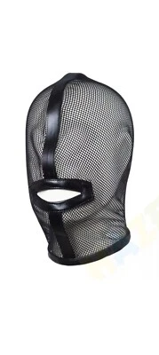 Máscara PVC, Gimp, disfraz imitación cuero con malla.  Boca abierta  Foto 1 de 3