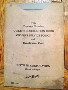 1935 Plymouth Owner's Instruction Book, 2nd edition, code PJ, w/Envelope - NICE! - Picture 1 of 5