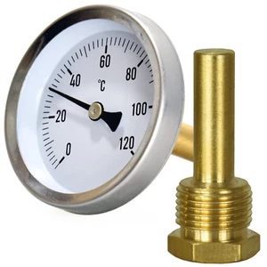 DIAL round Thermometer 1/2" Boiler Back Entry Oven Stove Furnace 120°C screw in - Picture 1 of 8