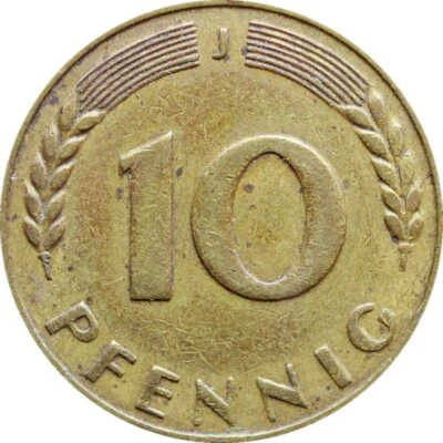 1949 10 Pfennig Germany - Federal Republic Coin Hamburg Mint Large J (MO1243-) - Image 1 of 2