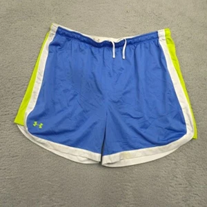 Under Armour HeatGear Mesh Shorts Mens XL Blue Neon Green Athletic Drawstring - Picture 1 of 8