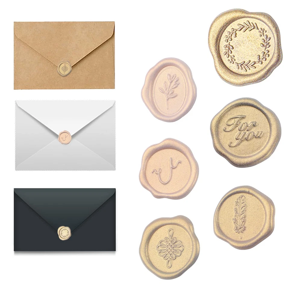 Mixed Gold Wachs Siegel Aufkleber 54 Pcs Weichschaum Golden Vintage Umschlag ... - Bild 1 von 4