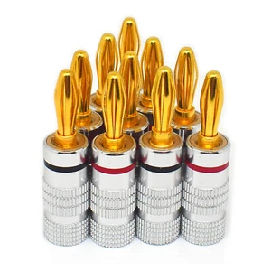 10 Stck. Vergoldet 4 mm Bananenstecker HIFI Lautsprecher Kabel Stecker Audio Stecker - Bild 1 von 7