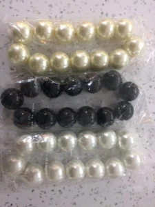 3 X Glass Stretch Bracelet black,gold and white Brand New XMAS PRESENT - Picture 1 of 2