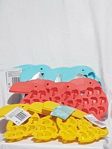 12X Summer Living Plastic Toucan Shape Ice Cube Trays And Cubes Red Yellow Blue - Picture 1 of 2