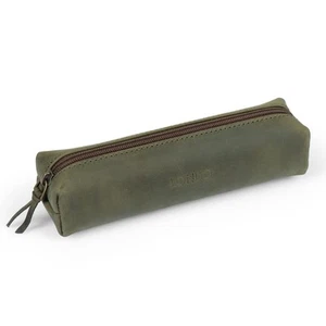 Genuine Leather Zipper Pen, Pencil & Cosmetic Case - Picture 1 of 8