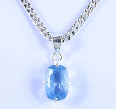 Colgante de piedras preciosas ovaladas de aguamarina brasileña natural certificado de 6,75 quilates VER VDO Foto 1 de 4