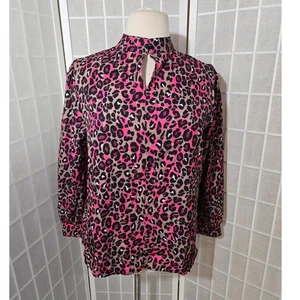 Neu ohne Etikett Shein Damenbluse Leopard rosa geknöpft Karriere Shirt Top Übergröße: 2XL - Bild 1 von 10