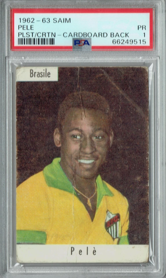PSA 1 Pele 1962 Saim Cardboard Back Trading Card - Image 1 of 3