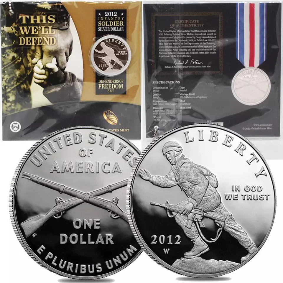 2012 Infantry Soldier Silver Dollar Defenders of Freedom Set Commemorative Proof - Image 1 of 1