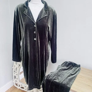Chasse Pantalón Terciopelo Verde Traje Longline Chaqueta XL Pierna Ancha - Imagen 1 de 12
