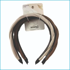 cünci 2-Piece Faux Leather Headband Set – Brown_Beige_Black Stylish Hair Accesso - Picture 1 of 12