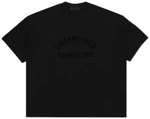 Neu mit Etikett Fear of God Essentials schweres Jersey-T-Shirt mit Rundhalsausschnitt tiefschwarz limitierte Auflage S - Bild 1 von 4