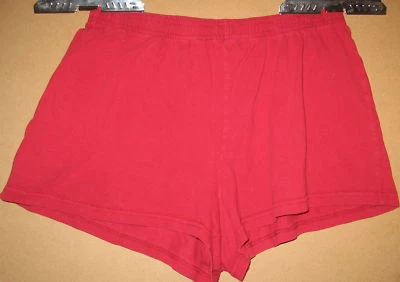 XHILARATION -  JUNIOR LARGE - RED 100%  COTTON - ELASTIC WAIST - PULL ON SHORTS - Image 1 of 2