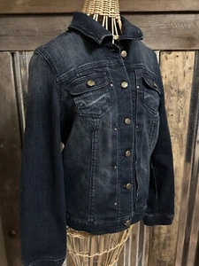 V.A.C. Nine West Women’s Small Denim Jacket Blue Jean Button Up Dark Wash - Picture 1 of 17