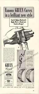 Gruen Curvex Uhren Druck Werbung Vintage 1940 Ephemera Wandbild Deko - Bild 1 von 1