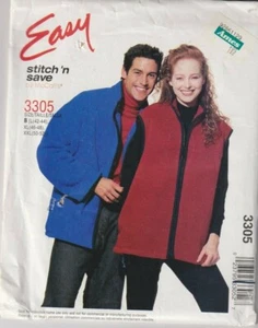 3305 McCALLS Easy - VEST & JACKET - UNISEX Adult Sz L/XL/XXL 42-52" Chest - Picture 1 of 2