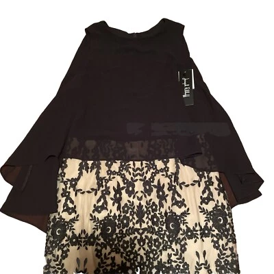 Nuevo con etiquetas Vestido de Cóctel Joseph Ribkoff Talla 8 Sin Mangas Negro y Beige Malla Superpuesta Foto 1 de 4