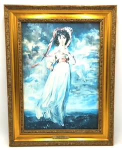 Vintage Pinkie Painting Canvas Lawrence Ornate Gold Gilt Frame Repro 22" x 17" - Picture 1 of 7
