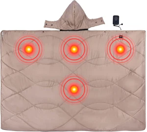 Heated Camping Blanket with Hood and Battery Pack (Khaki) - Picture 1 of 9