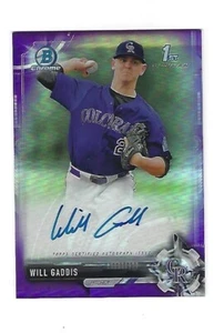 Will Gaddis 2017 Bowman cromo púrpura ref. Cd autógrafo # CDA-WG, # 185 / # 250 - Imagen 1 de 2