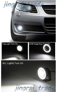 2x Car SUV 2.5" 64mm White Angel Eye COB Halo Ring LED DRL Len Fog Driving Light - Picture 1 of 9