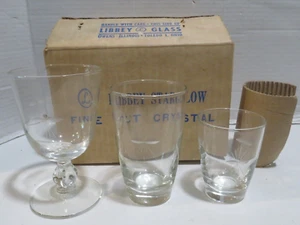 Vintage Libbey Starglow Fine Cut Cystal Goblet Juice Beverage Set in box New NOS - Picture 1 of 10
