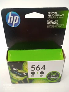 HP C2P51FN140 Black Ink Cartridges, 2 Pack 564 Black Genuine New Factory Sealed - Picture 1 of 5
