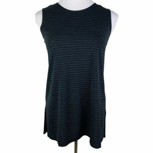 New York & Co. Pinstriped Side Slit Blouse Women's XS Black Gray Sleeveless - Picture 1 of 8
