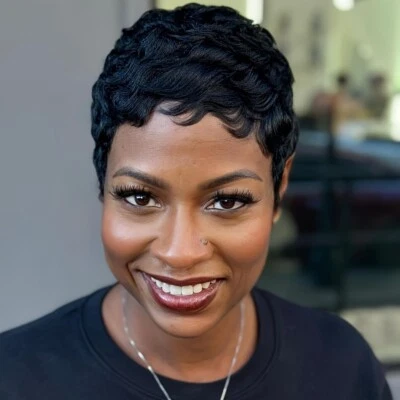  Pelucas cortas de cabello humano corte pixie pelucas de fiesta de moda suaves  Foto 1 de 4