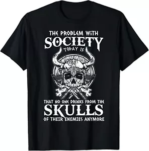 Viking Nordic Valhalla Odin Funny Society Problem Today Gift Unisex T-Shirt - Picture 1 of 4