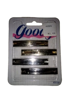 Vintage NOS Goody Metal Stay Tight Barrettes 2.5" Silver Gold #01732 1993 - Image 1 of 4