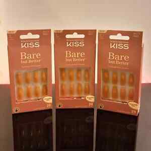 3 Pack KISS Bare But Better TruNude Manicure Set, 'Nude Glow', 28 Glue-On Nails