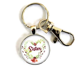 Key Rings for Women Inspirational sister Sis Purse Charm Keychain Handmade - Picture 1 of 2