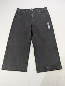 NEW GAP High Rise Wide Leg Crop Black Denim Jeans Size 18 38x27 NWT Casual Women - Picture 1 of 13