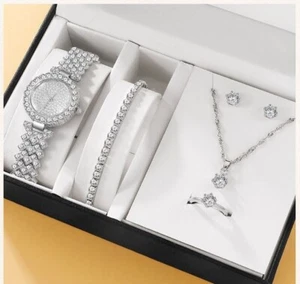 6pcs Watches Set Luxury Rhinestone Women Fashion Elegant Wristwatch Quartz - Picture 1 of 3