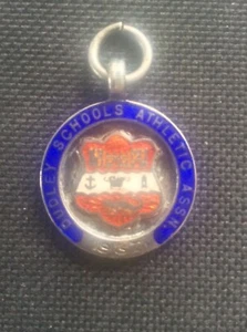 RARE 1937 Silver & Enamel DUDLEY Schools Athletic Assn Medal FOB Fattorini Sport - Picture 1 of 2