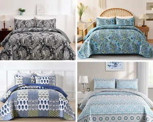 Soft Patchwork Coverlets Set-3PC Quilted Bedspread King/Queen/Double-Ships➡️SYD - Bild 1 von 161