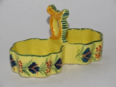 VINTAGE SALT CERAMIC HENRIOT QUIMPER FRANCE COLOR YELLOW - Image 1 of 4