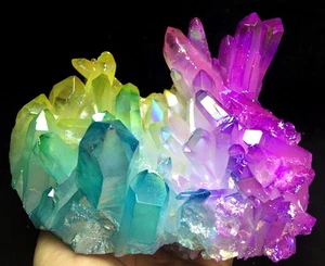 1787g!!! MORE COLOUR Aura Quartz Crystal Titanium Bismuth Silicon Rainbows - Picture 1 of 9