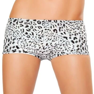 Metallic Leopard Print Shorts Velvet Animal Hot Pants Booty Silver SH2966 - Image 1 of 3