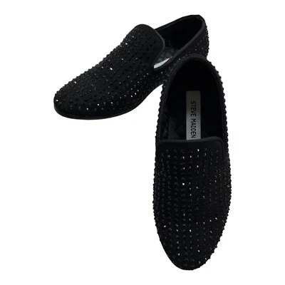 Vestido sin cordones Steve Madden Baviar Mocasín Niñas 2 Negro Tachonado Estrás Foto 1 de 4