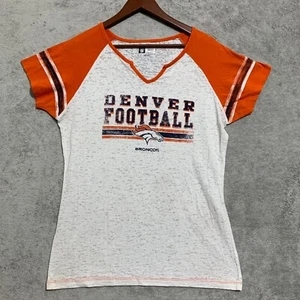 NFL Team DENVER BRONCOS Gray V-Neck Tee / T-Shirt Women's XLarge - Picture 1 of 8