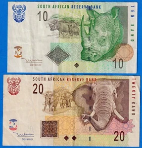 South Africa 10 & 20 Rand 2005 P-128a/129a Same Signature Circulated Note Set - Picture 1 of 4