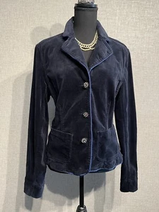 Kikit SZ M Women’s Navy Velvety Jacket Rhinestone Buttons - Picture 1 of 8