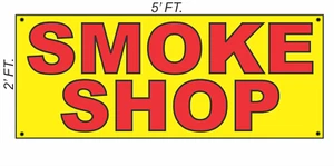 Giant SMOKE SHOP Banner Sign 2x5 Yellow & Red Bright High Visibility! - Picture 1 of 2