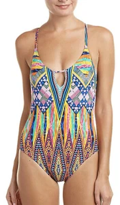 La Blanca Womans Color Me Happy Cross Back One Piece Swimsuit Orange Multi 14 - Picture 1 of 6
