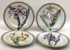Set 4 - American Atelier Botanical 8" Salad Luncheon Plates 5023 Floral